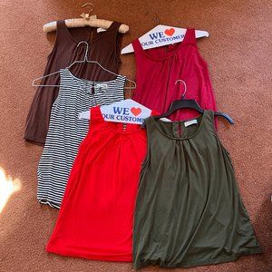 Lot of 5 new womens tank top blouse, gathered front, sleeveless Igenjun. Small